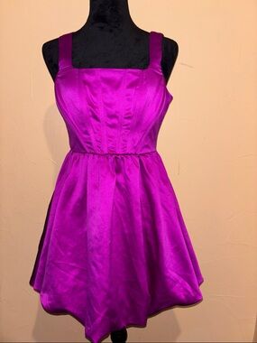 Girls Fuchsia Satin Party Dress